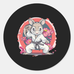 Cute Karate Squirrel Lotus Flower Mma Kickboxing K Classic Round Sticker