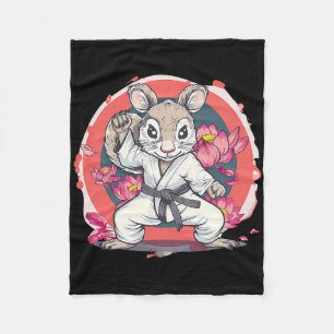 Cute Karate Squirrel Lotus Flower Mma Kickboxing K Fleece Blanket