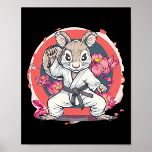 Cute Karate Squirrel Lotus Flower Mma Kickboxing K Poster