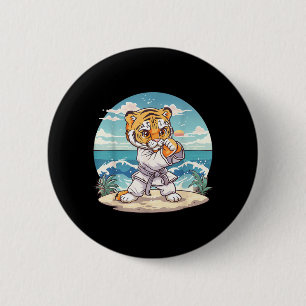 Cute Karate Tiger Kickboxing Taekwondo Jiu-Jitsu 6 Cm Round Badge