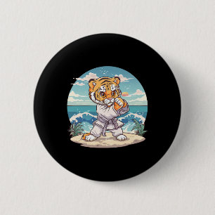 Cute Karate Tiger Kickboxing Taekwondo Jiu-jitsu T 6 Cm Round Badge