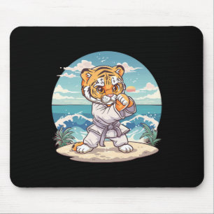 Cute Karate Tiger Kickboxing Taekwondo Jiu-jitsu T Mouse Mat