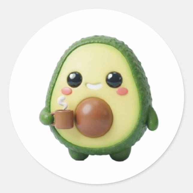 Cute Kawaii 3D Avocado Sticker (Front)
