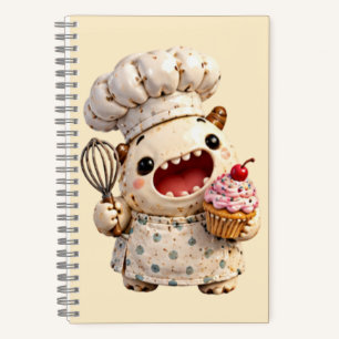 Cute Kawaii 3D Clay Monster Chef Baking Cupcake No Notebook