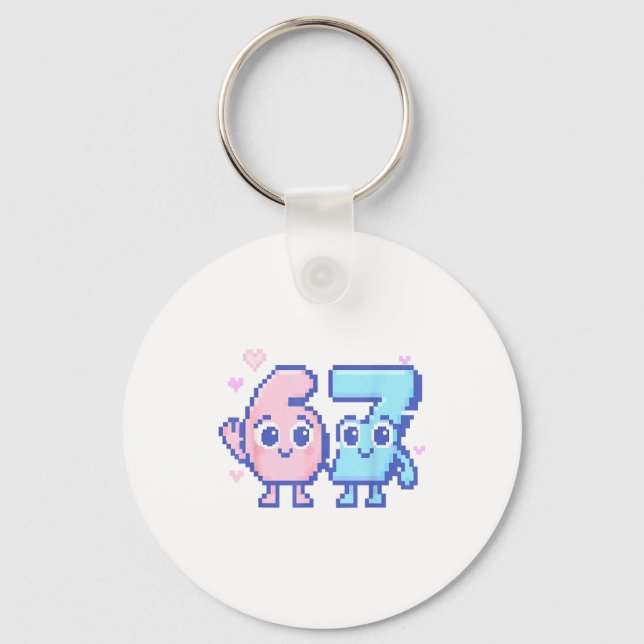 Cute Kawaii 67 Six Seven Meme 6 7 Girls Italian Br Key Ring (Front)
