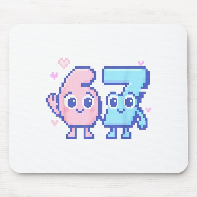 Cute Kawaii 67 Six Seven Meme 6 7 Girls Italian Br Mouse Mat (Front)