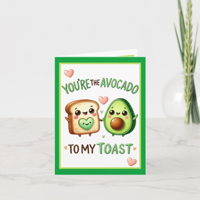 Cute Kawaii Alvacado and Toast Thank You Card (Front)