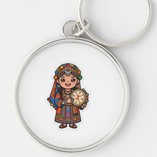  Cute Kawaii Amazigh Berber Wom Key Ring (Front)