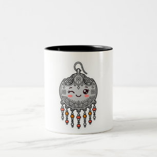 Cute Kawaii Amazigh Moroccan Silver EarringSticker Two-Tone Coffee Mug