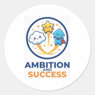 Cute Kawaii Ambition and Success Illustration Classic Round Sticker