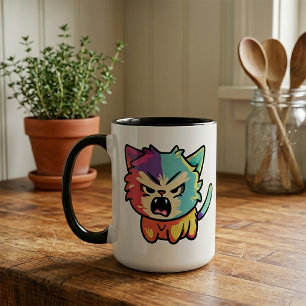 Cute Kawaii Angry Cat - Pop Art Hissing Kitty Mug
