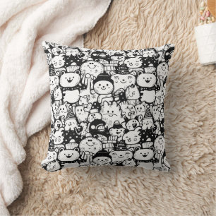 Cute Kawaii Animal Doodle Pattern (2) Cushion