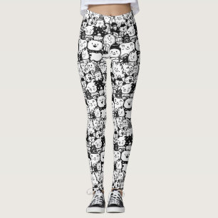 Cute Kawaii Animal Doodle Pattern (2) Leggings