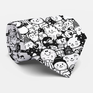 Cute Kawaii Animal Doodle Pattern (2) Tie