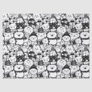 Cute Kawaii Animal Doodle Pattern (2) Tissue Paper