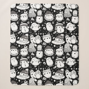 Cute Kawaii Animal Doodle Pattern (3) Sherpa Blanket