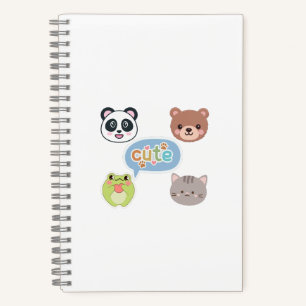 Cute Kawaii Animal Faces   Adorable Cartoon Design Notebook