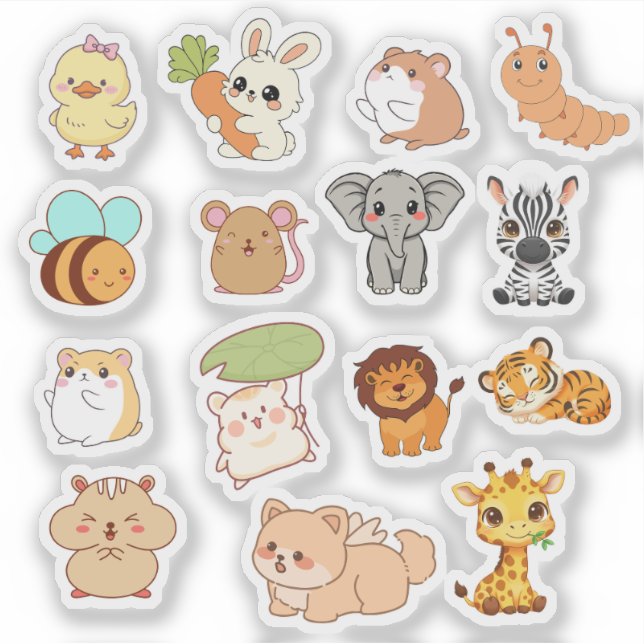 Cute Kawaii Animal Sticker Pack  (Front)
