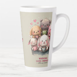 Cute Kawaii Animal Watercolor Illustration Latte Mug