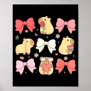 Cute Kawaii Animals And Nk Coquette Bows Aesthetic Poster