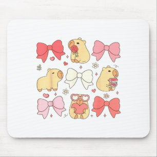 Cute Kawaii Animals And Pink Coquette Bows Aesthet Mouse Mat