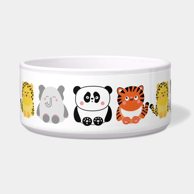 Cute kawaii animals large personalised pet bowl (Left)