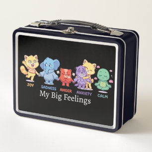 Cute Kawaii Animals Mental Health Emotions & Feeli Metal Lunch Box