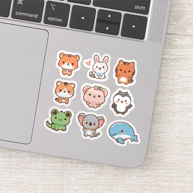 Cute kawaii animals sticker set (Detail)