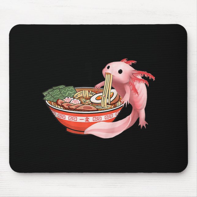 Cute Kawaii Anime Axolotl Japanese Ramen Noodles A Mouse Mat (Front)