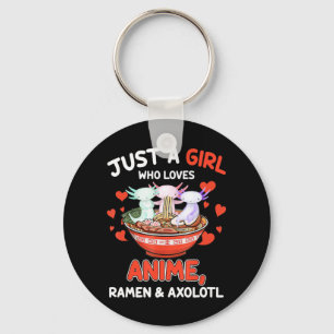 Cute Kawaii Anime Axolotl Japanese Ramen Noodles G Key Ring