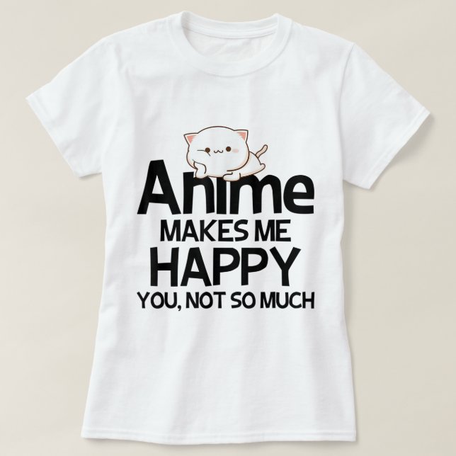 Cute Kawaii Anime Cat Joke Design T-Shirt (Design Front)