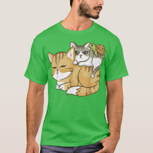 Cute Kawaii Anime - Cats and A Turtle Pile - Kawai T-Shirt