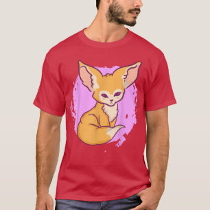 Cute Kawaii Anime Fennec Fo With Flowers Aesthetic T-Shirt
