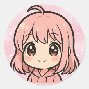 Cute Kawaii Anime Girl Face Sticker