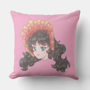 Cute Kawaii Anime Girl in Bonnet Accent Cushion