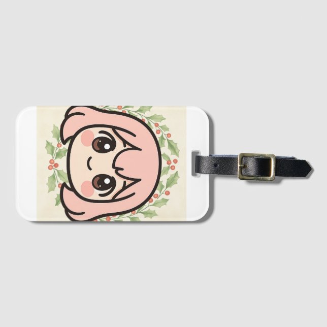 Cute Kawaii Anime Girl Luggage Tag  (Front Horizontal)