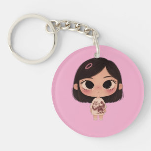 Cute Kawaii Anime Girl Pink Keychain for BackpackK