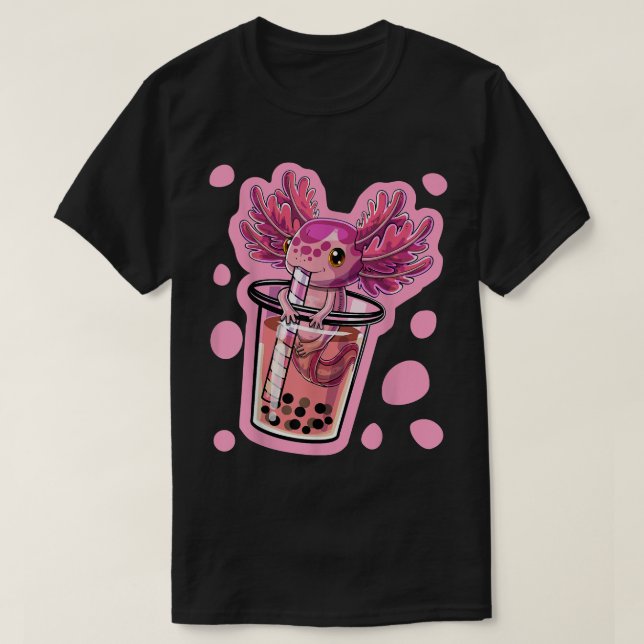 Cute Kawaii Aolotl Bubble Tea Japanese Anime Women T-Shirt (Design Front)