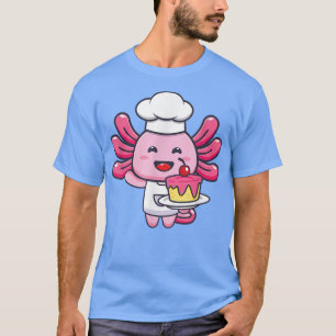 Cute Kawaii Aolotl Cooking Food Funny Salamander L T-Shirt
