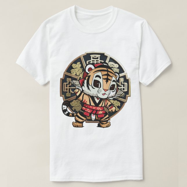 Cute Kawaii Asian Chinese Tiger Zodiac Lunar Year T-Shirt (Design Front)