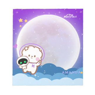 Cute Kawaii Astronaut Jinnie in purple space  Notepad