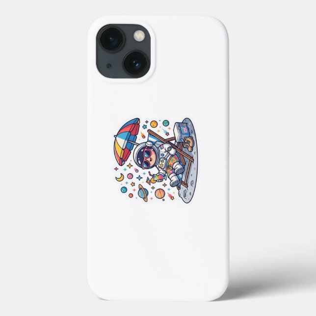 Cute Kawaii Astronaut Summer Beach Space TrSticker Case-Mate iPhone Case (Back)