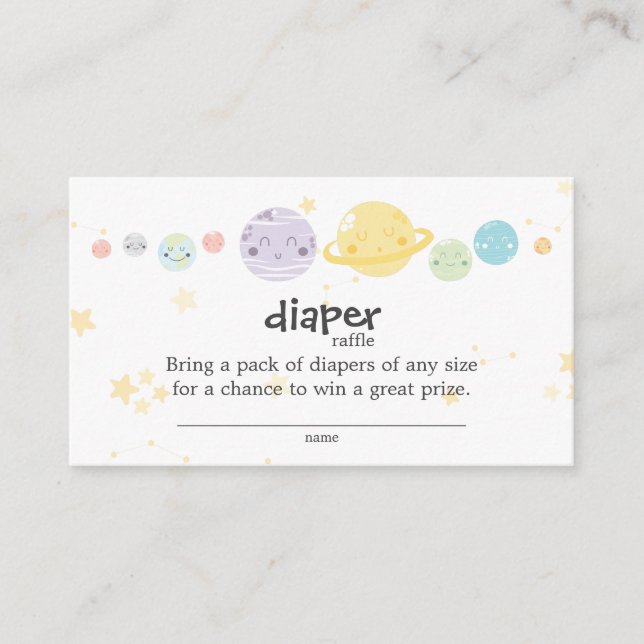 Cute Kawaii Astronomy Baby Shower Diaper Raffle Enclosure Card (Front)