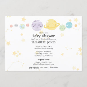 Cute Kawaii Astronomy Baby Shower Invitation