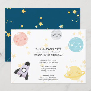 Cute Kawaii Astronomy Kid's Birthday Invitation