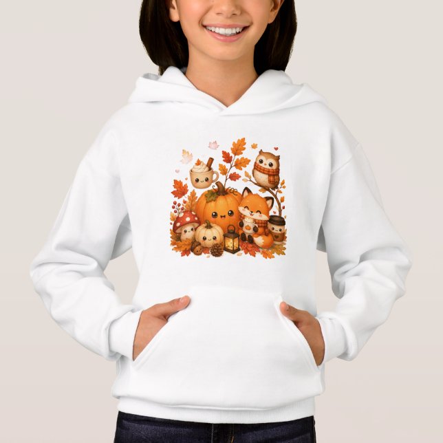 Cute Kawaii Autumn Pumpkin Fox Owl Fall Animals  (Front)