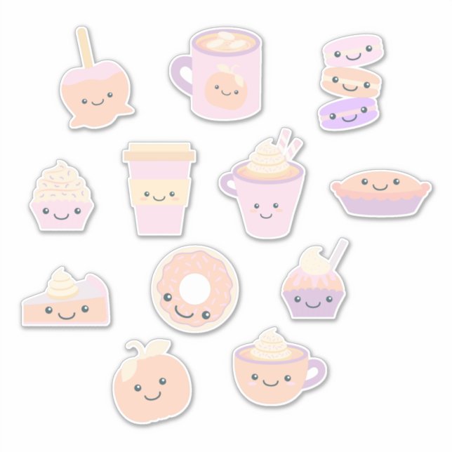 Cute Kawaii Autumn Pumpkin Pie Pattern in Pastel (Front)