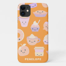 Cute Kawaii Autumn Pumpkin Pie Pattern in Pastel