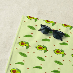 Cute kawaii avocado beach towel