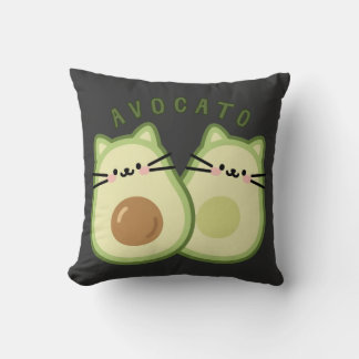 Cute Kawaii Avocado Cat Mashup  Cushion